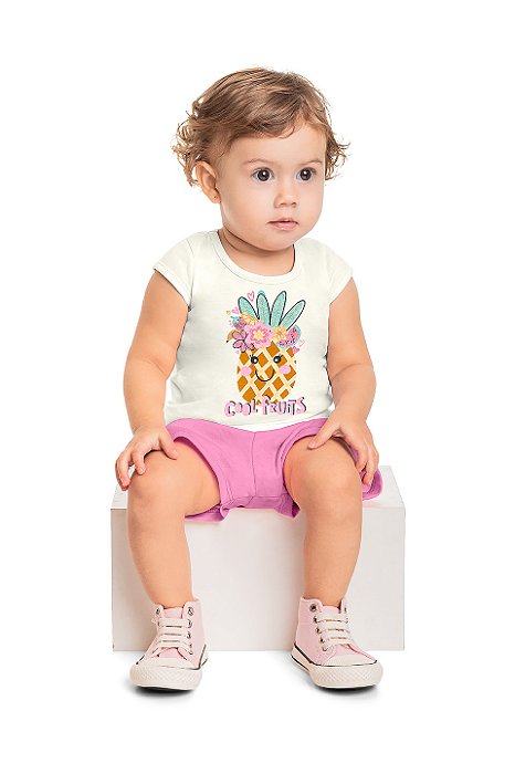 CONJUNTO INFANTIL MENINA BLUSA E SHORTS KELY KETY