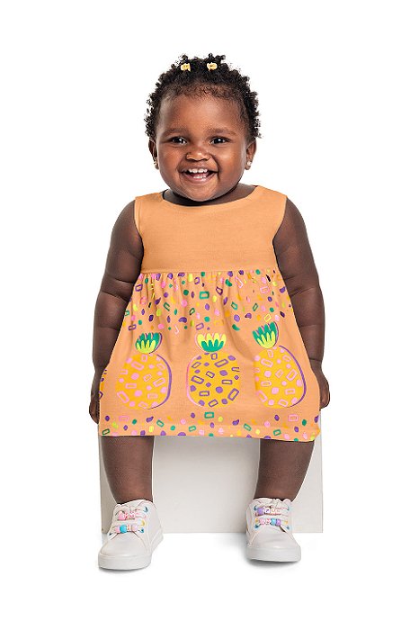 VESTIDO MEIA MALHA ESTAMPADO MENINA KELY KETY