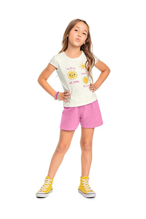 CONJUNTO INFANTIL MENINA BLUSA E SHORTS KELY KETY