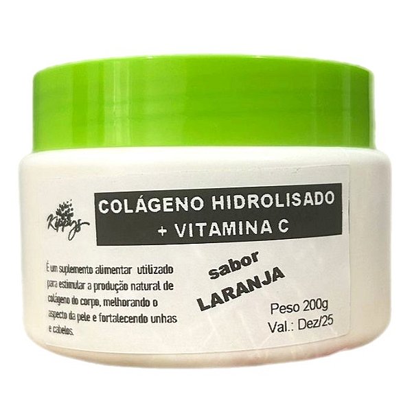 Colágeno hidrolisado com vitamina C sabor laranja - 200g - Suplemento alimentar - Saúde,Beleza, Juventude e Saúde de Dentro para Fora | Kippys Natural