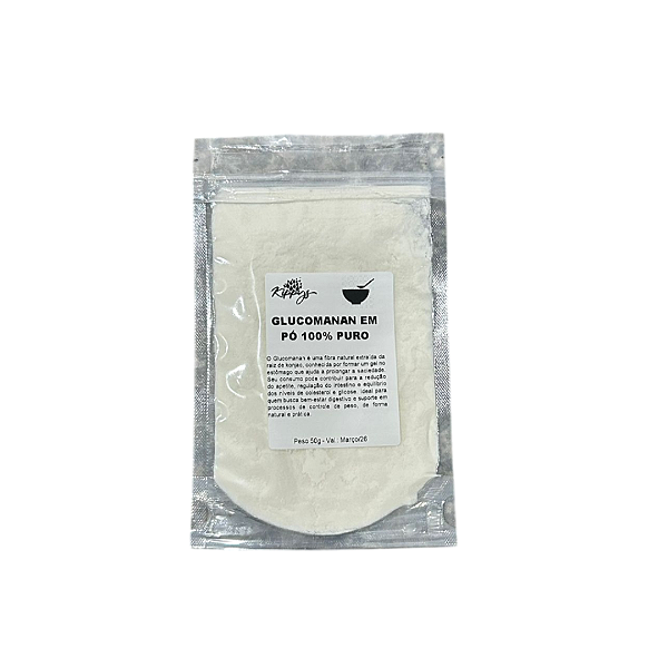 Glucomanan pó puro - 50g - Saciedade e digestão - Kippys Natural
