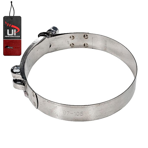 Abraçadeira 100% Inox tipo T / Tucho / T-Clamp para mangotes de 3-1/2" polegadas (D.I 97-105mm)