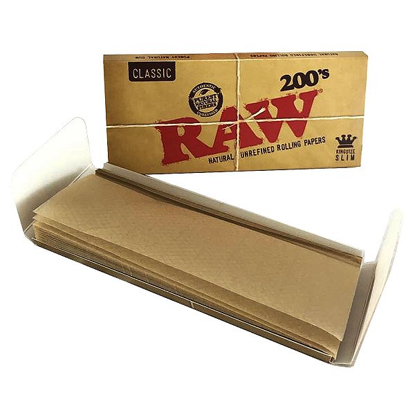 Seda Raw Slim Classica King Size Com 200 Sedas Natural