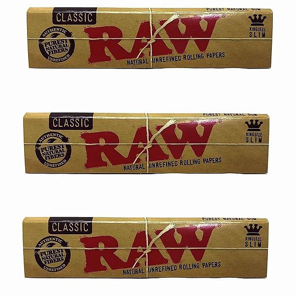 Kit 3 Livretos De Seda Raw Classica Original King Size