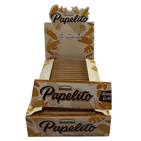 Caixa De Seda Papelito Mini Brown Slim 25 Livretos Pequena 1 1/4