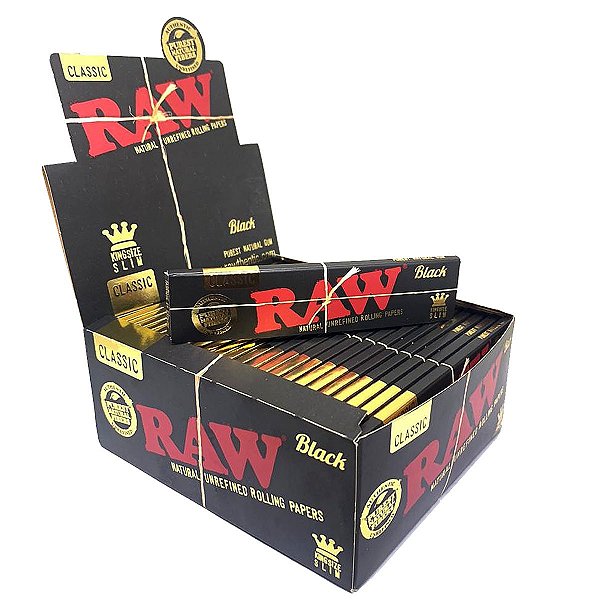 Caixa De Seda Raw Black Preta King Size Slim Com Selo