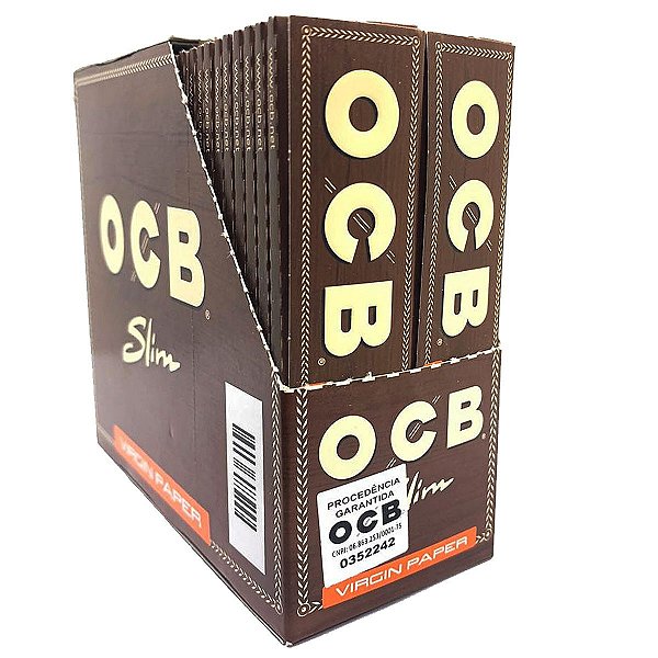 Caixa Seda Ocb Brown Marrom Virgin King Size Slim 50 Livreto