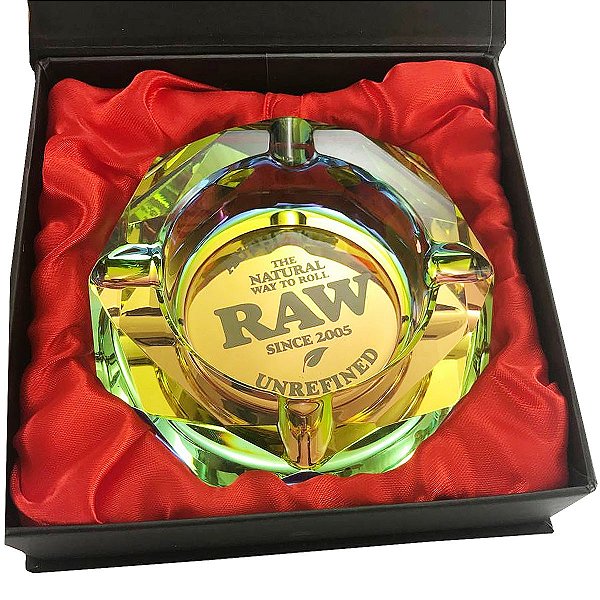 Cinzeiro Raw Vidro Lapidado Colorido Brilhante Resistente