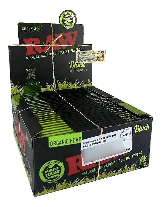 Caixa Seda Raw Black Organica Hemp King Size Com Selo