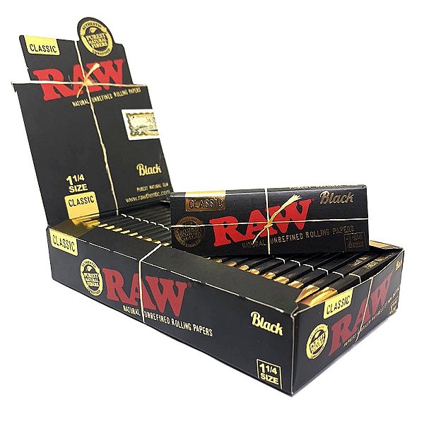 Caixa De Seda Raw Black Preta 1/4 Pequena Com Selo