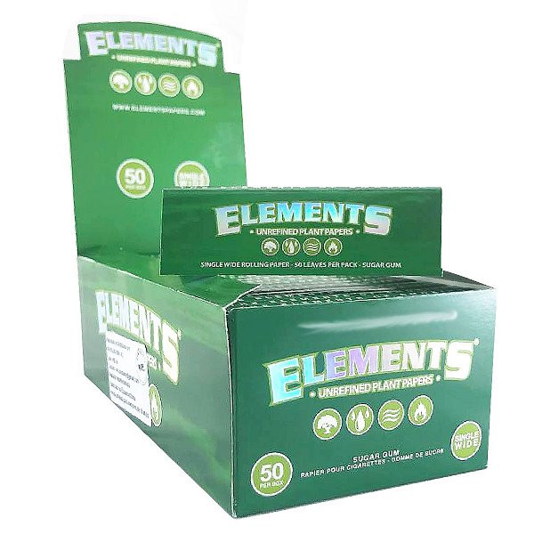 Caixa Seda Elements Folha Verde Pequena Single Wide Com 50 Livretos