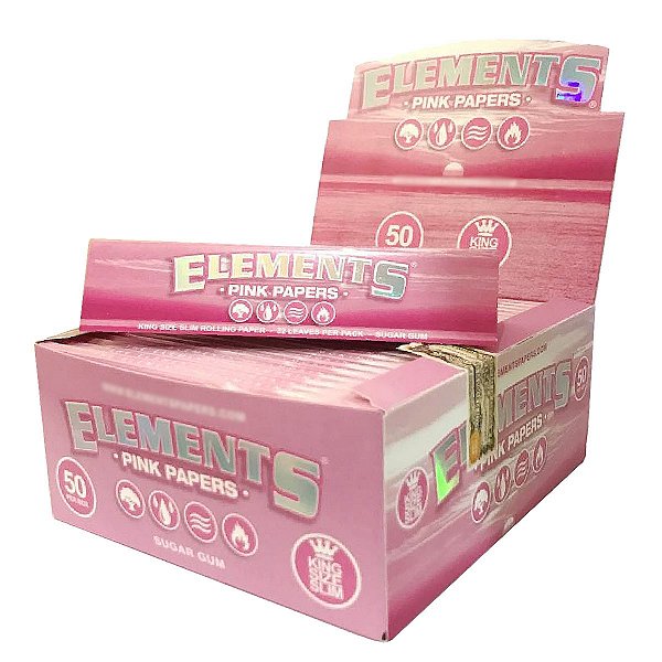 Caixa Seda Elements Folha Rosa Grande King Size Slim Fina