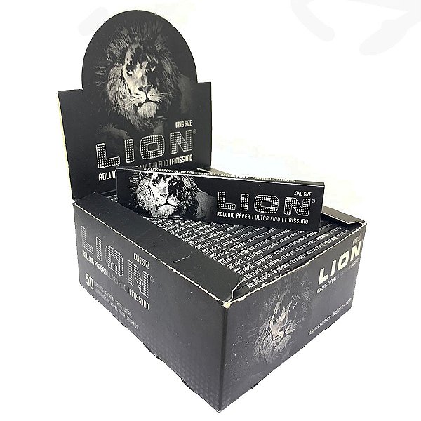 Caixa Seda Lion Circus Retrô Black Preta Grande Fina C/ 50 Livretos