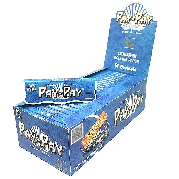 Caixa Seda Pay Pay Azul Clara Single Wide 70 Mm Original Com 50 Livretos