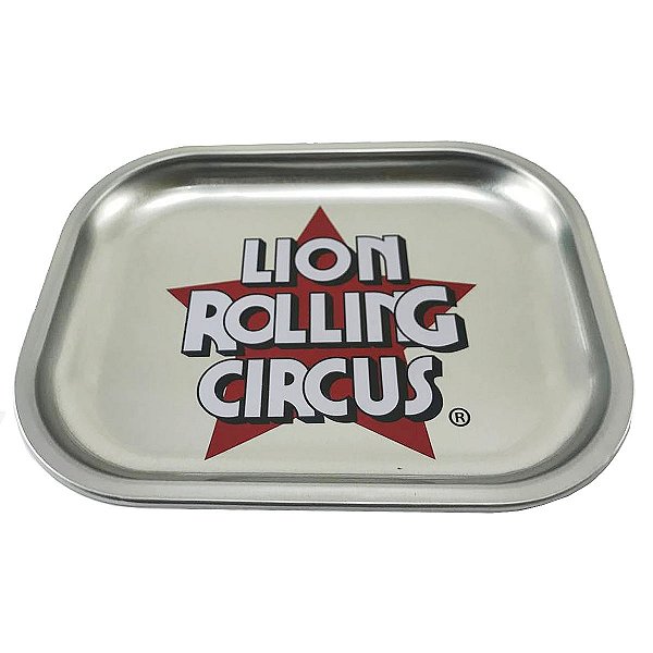 Bandeja Metal Lion Circus Pequena Prata Cinza 18 Cm