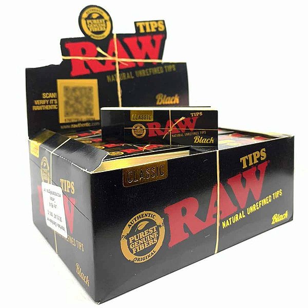 Caixa De Piteira Papel Raw Black Folha Branca Slim Com 50 Livretos