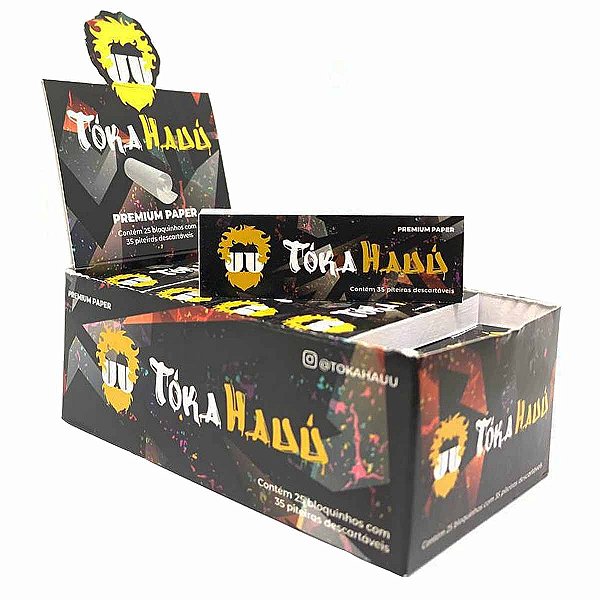 Caixa Piteira Papel Toka Hauú Slim Folha Branca 25 Livretos