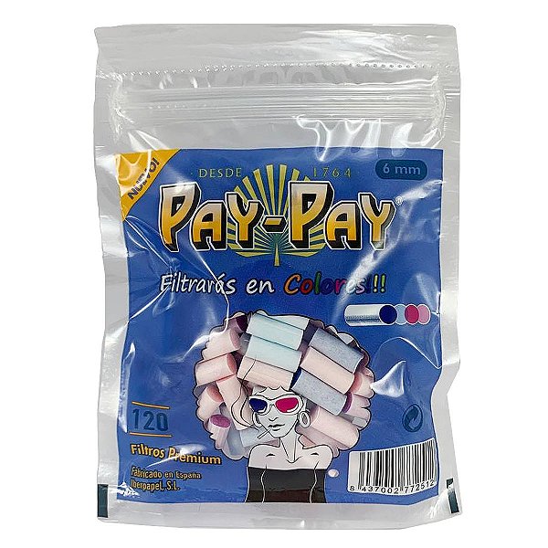 Bag 120 Filtros Pay Pay Coloridos Fino 15x6mm Slim Premium