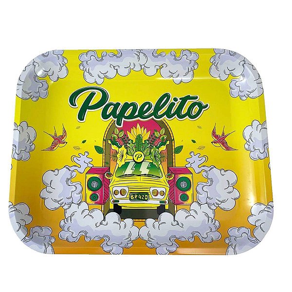 Bandeja De Metal Papelito Grande Amarela 34 Cm