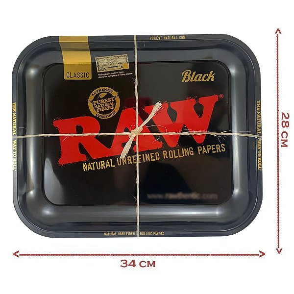 Bandeja Raw Black Preta Metal Grande Original Classica 34cm