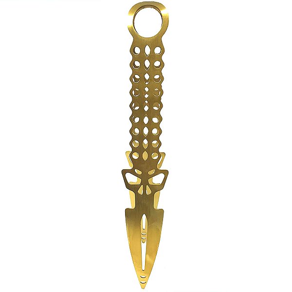 Pegador Dourado Caveira De Metal Grande