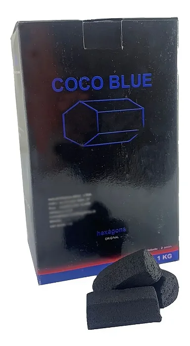 Carvão Fibra de Coco Blue 1kg Hexagonal