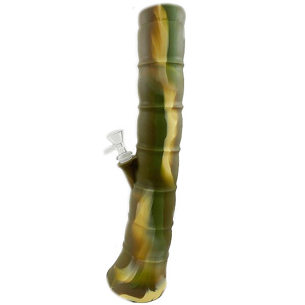 Bong De Silicone Bamboo Grande 39cm Com Bowl De Vidro