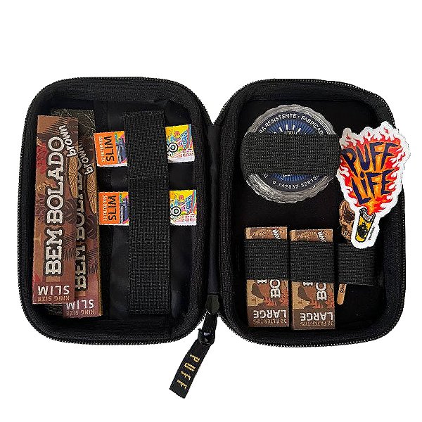 Kit Bag Puff Classico Preto Medio + 11 Itens Seda Dichavador