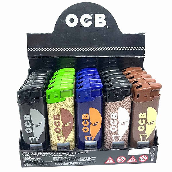 Isqueiro OCB Recarregavel Kit Com 25 Unidades Diversas Cores