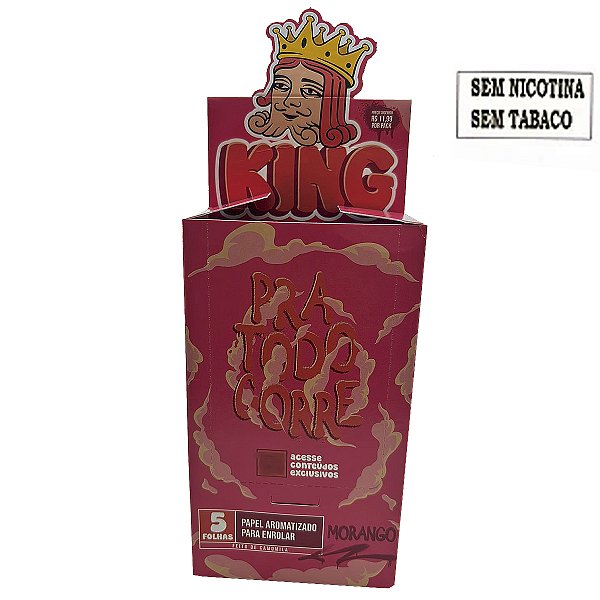 Caixa De Seda King Blunt Sabor Morango C/ 25 Unidades