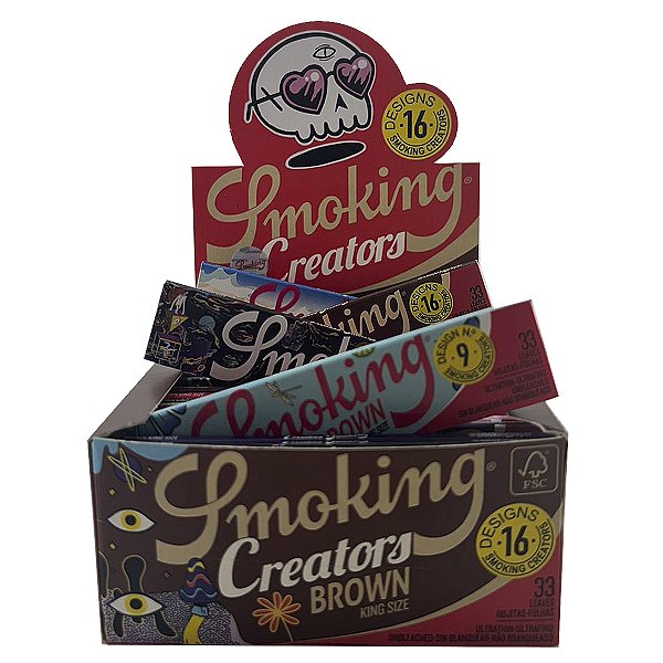 Caixa De Seda Smoking Creators Brown King Size 16 Desenhos