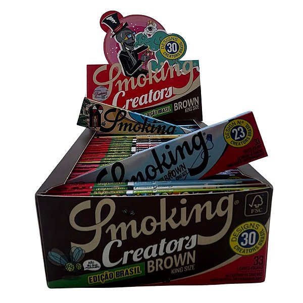 Caixa De Seda Smoking Creators Ed Brasil Brown King Size 30 Desenhoss