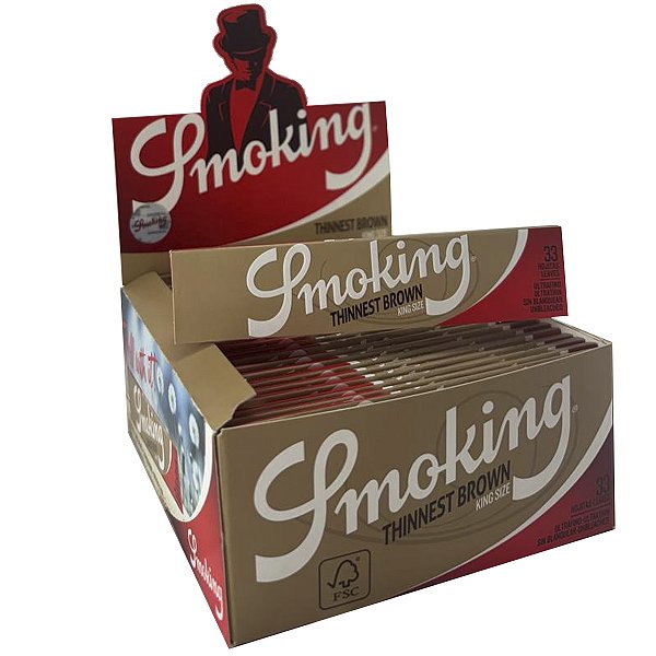 Caixa De Seda Smoking Thinnest Brown King Size C/ 50 Livretos