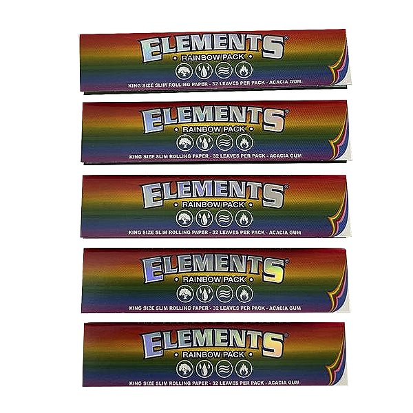 Kit Com 5 Livretos Seda Elements Rainbow King Size C/33 Folhas