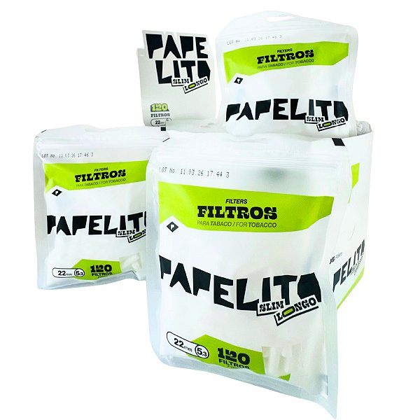 Caixa Filtro Papelito Branca Slim Longa 22mm 10 Bag C/ 120 Filtros