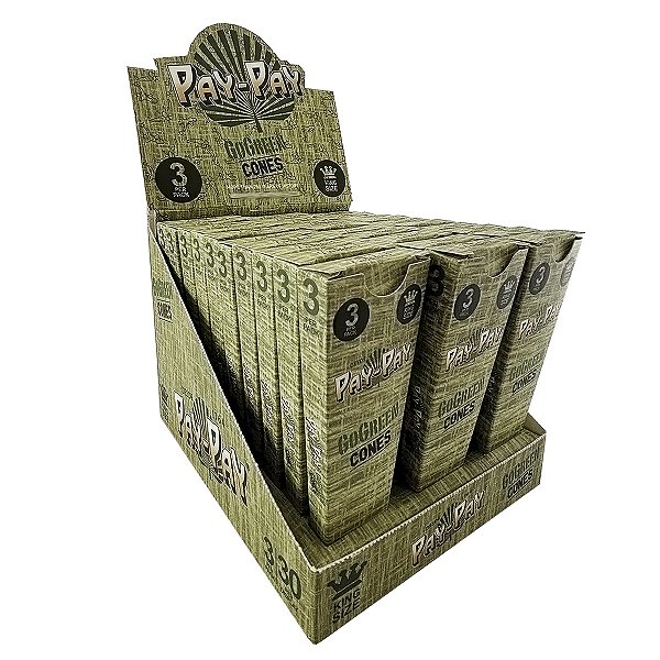Caixa De Cones Pay Pay GoGreen King Size Seda Pré Enrolada - 30 Pacotes com 3 Folhas