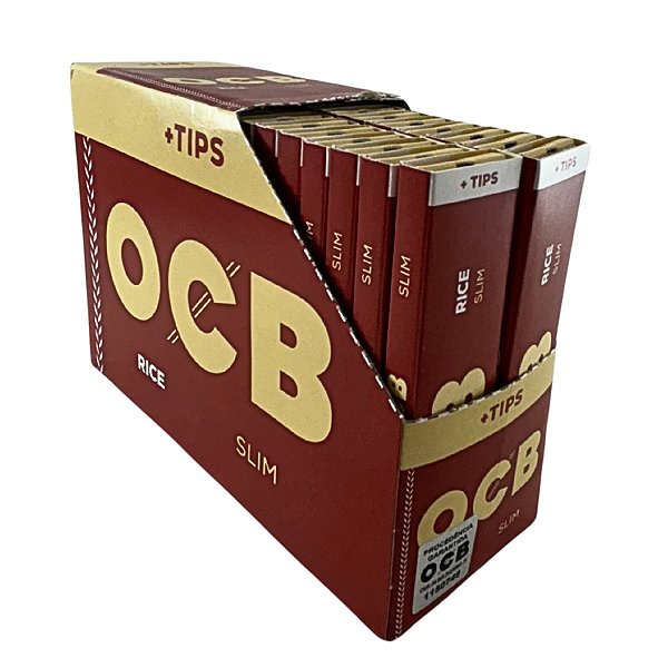 Caixa Seda OCB Rice King Size Slim + Tips - 32 Livretos