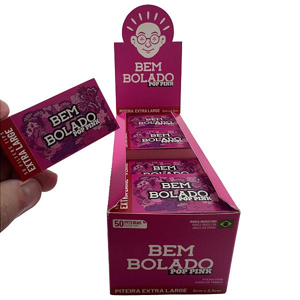 Piteira Bem Bolado Pop Pink Extra Large 6x3,3 cm - Display com 24 Livretos