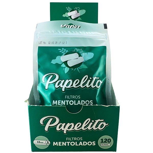 Caixa Filtro Papelito Mentolado 15x6mm C/10 Pacotes