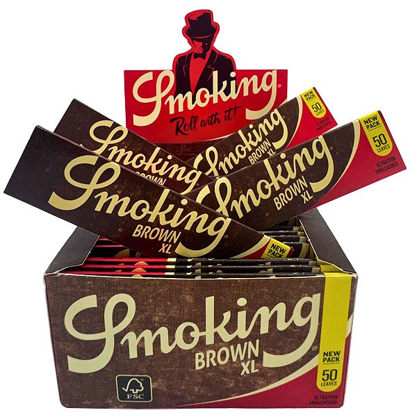 Caixa Seda Smoking Brown XL 50 Folhas Por Livreto Display c/ 50
