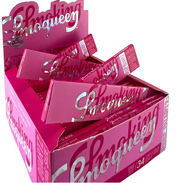 Caixa Seda Smoking Smoqueen Rose Quartz Folha Rosa King Size C/50