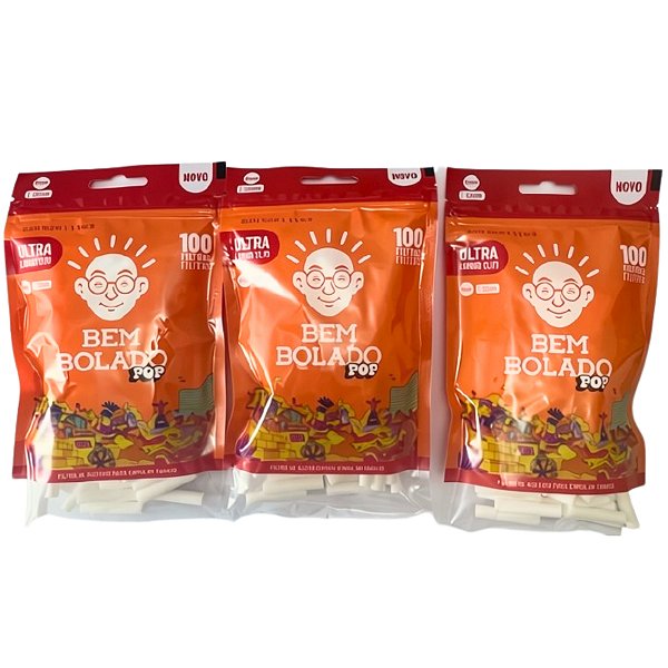 Kit 3 Pacotes de Filtros Bem Bolado Ultra Longo Slim C/ 100 - Total 300 Unidades