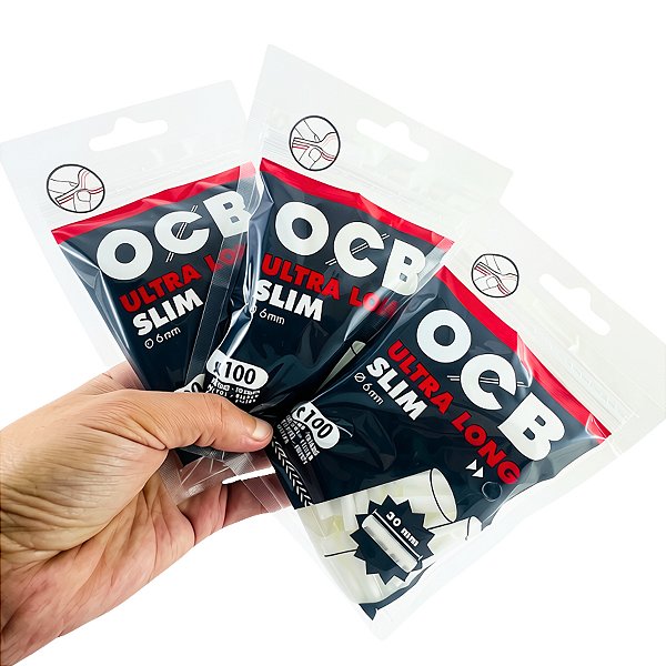 Kit 3 Filtros OCB Ultra Long Slim Branco 30 x 6 mm