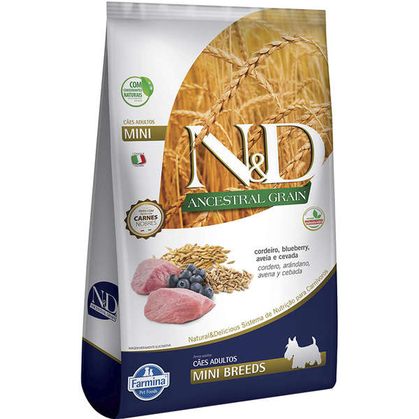 Ração N&D Ancestral Grain Cão Adulto Mini Cordeiro Blueberry 10,1kg