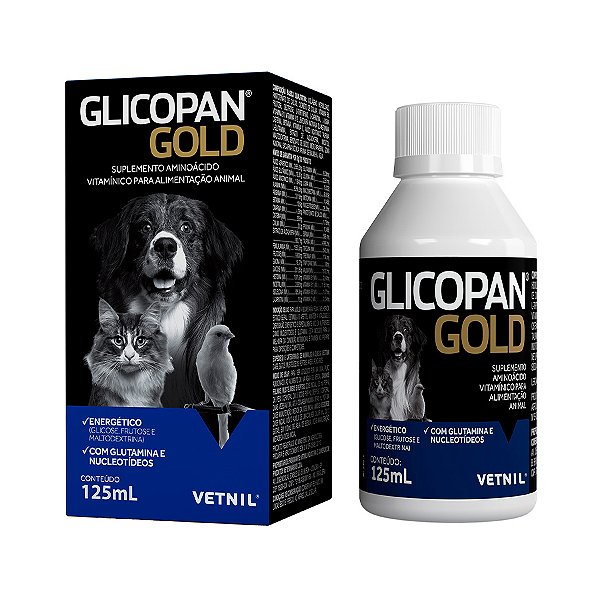 Glicopan Gold 125ml Vetnil Suplemento Nutritivo para Pets