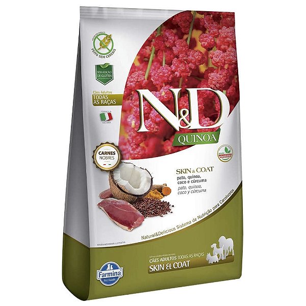 Ração N&D Quinoa Cães Adultos Pele e Pelo Sabor Pato 10,1kg