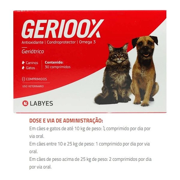 Gerioox 30 Comprimidos Vitalidade de Cães e Gatos Labyes
