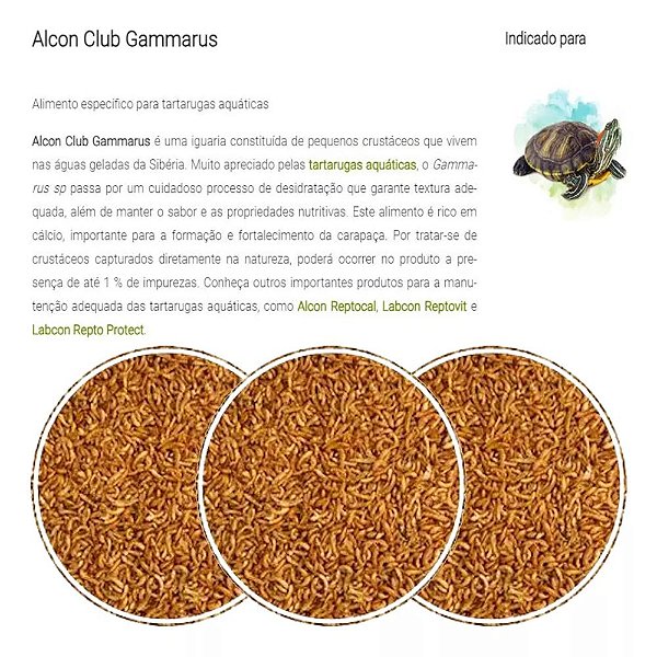 Alcon Gammarus 7g Alimento Natural para Tartarugas Aquáticas