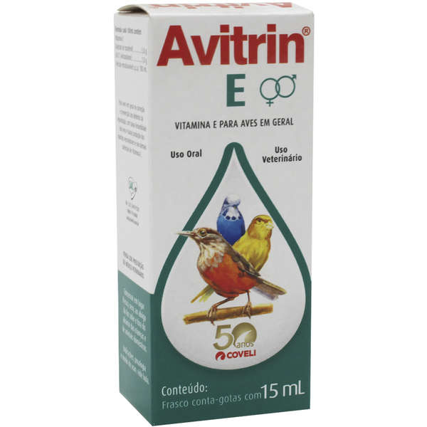 Avitrin E 15ml  Suplemento de Vitamina E para Aves da Coveli