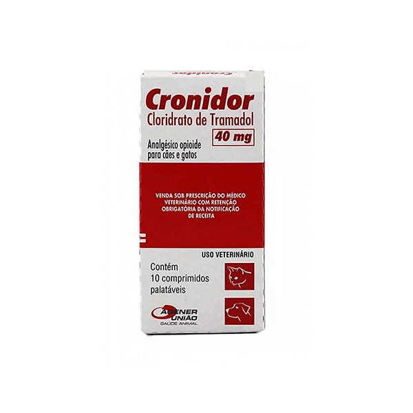 Analgésico Cronidor 40mg para Cães e Gatos10 comprimidos